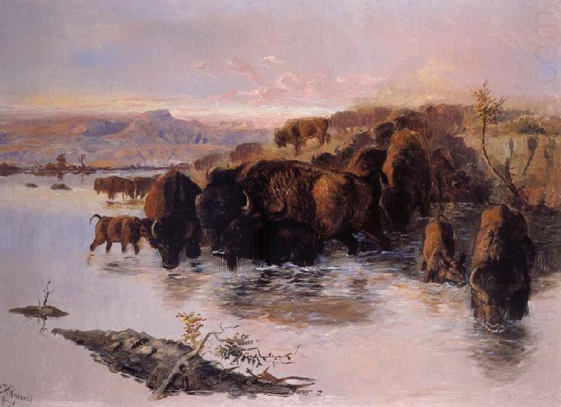 Charles M Russell The Buffalo Herd china oil painting image